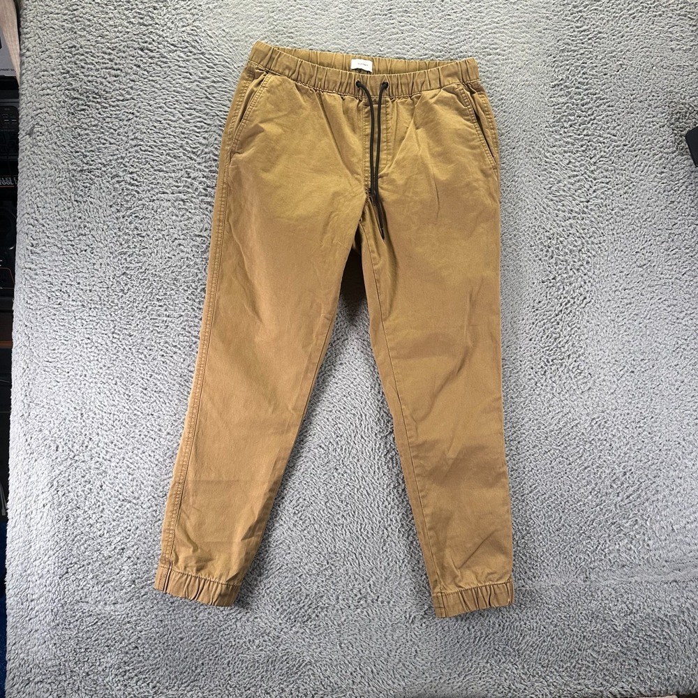 Old Navy Pant Men M Brown Cotton Twill Jogger Ankle Tapered Drawstring Stretch